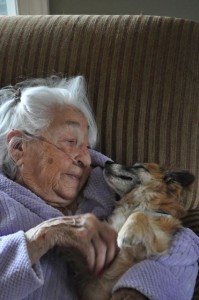 95 year old woman with dog