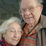 elderly man and woman in love