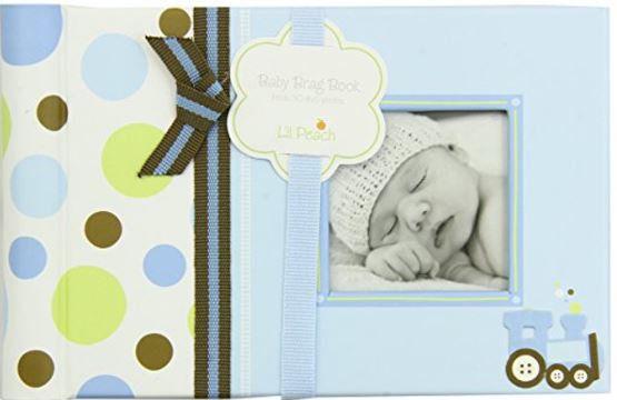 Grandparent Gifts 1st Grandchild Brag Book white faux-suede Holds 32 4x6 images 