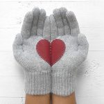 heart themed gloves